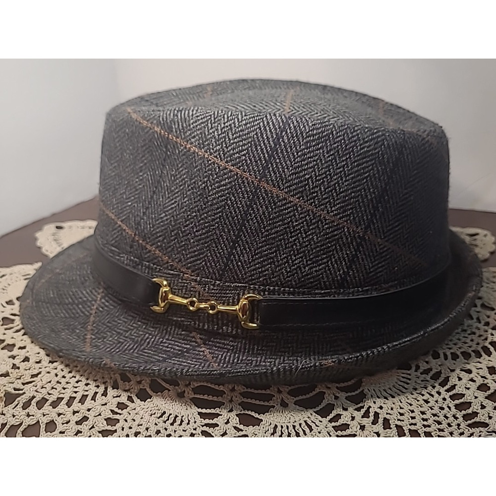 SCALA PRONTO Plaid Fedora Grabber Hat Mens Black Gray